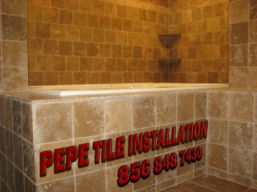 pepe tile installation-tile contractor,NJ-picture of travertine tile jacuzzi-Berlin,NJ